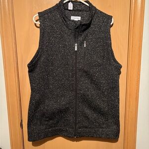 Calvin Klein Size Large Vest Heather Black,knit, zip front, cowl neck, pockets